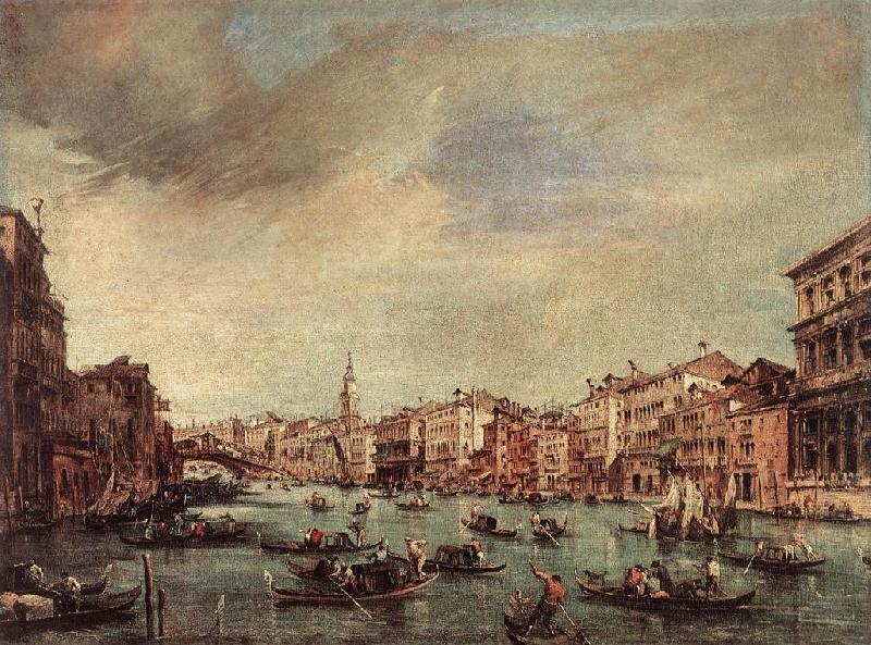 GUARDI, Francesco The Grand Canal, Looking toward the Rialto Bridge sg oil painting image